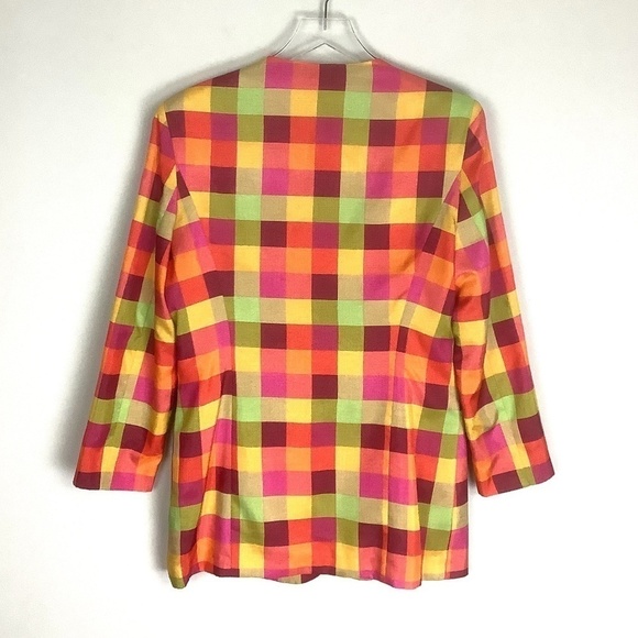 VINCI Vintage‎ Colorblock Gangnam Lined Silk Duster Coatigan Jacket - Picture 8 of 14